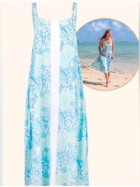 Lilibridge Blue Tropics Midi Dress. XS. NWT. $138!